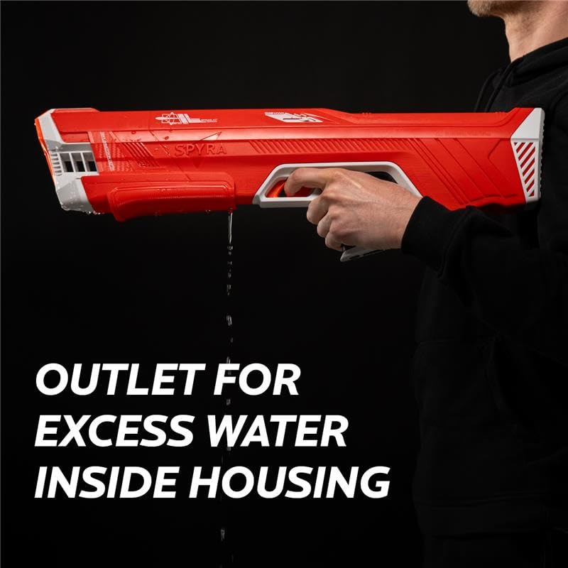 SPYRA Manual Water Blaster, Outdoor Squirt Gun, SpyraLX™, Red - Water Blast Guns for Pool Party Games, Beach, Backyard, Patio, and Garden