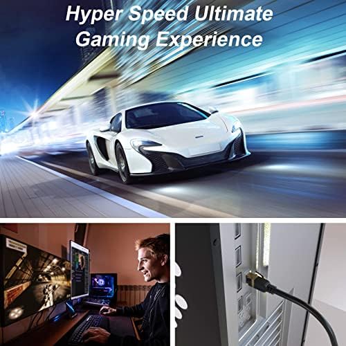 Cat 8 Ethernet Cable, 200FT High Speed Heavy Duty 26AWG Cat8 LAN Network Cable 40Gbps, 2000Mhz with Gold Plated RJ45 Connector, Outdoor&Indoor Internet Cable Compatible for Router Gaming Modem Xbox