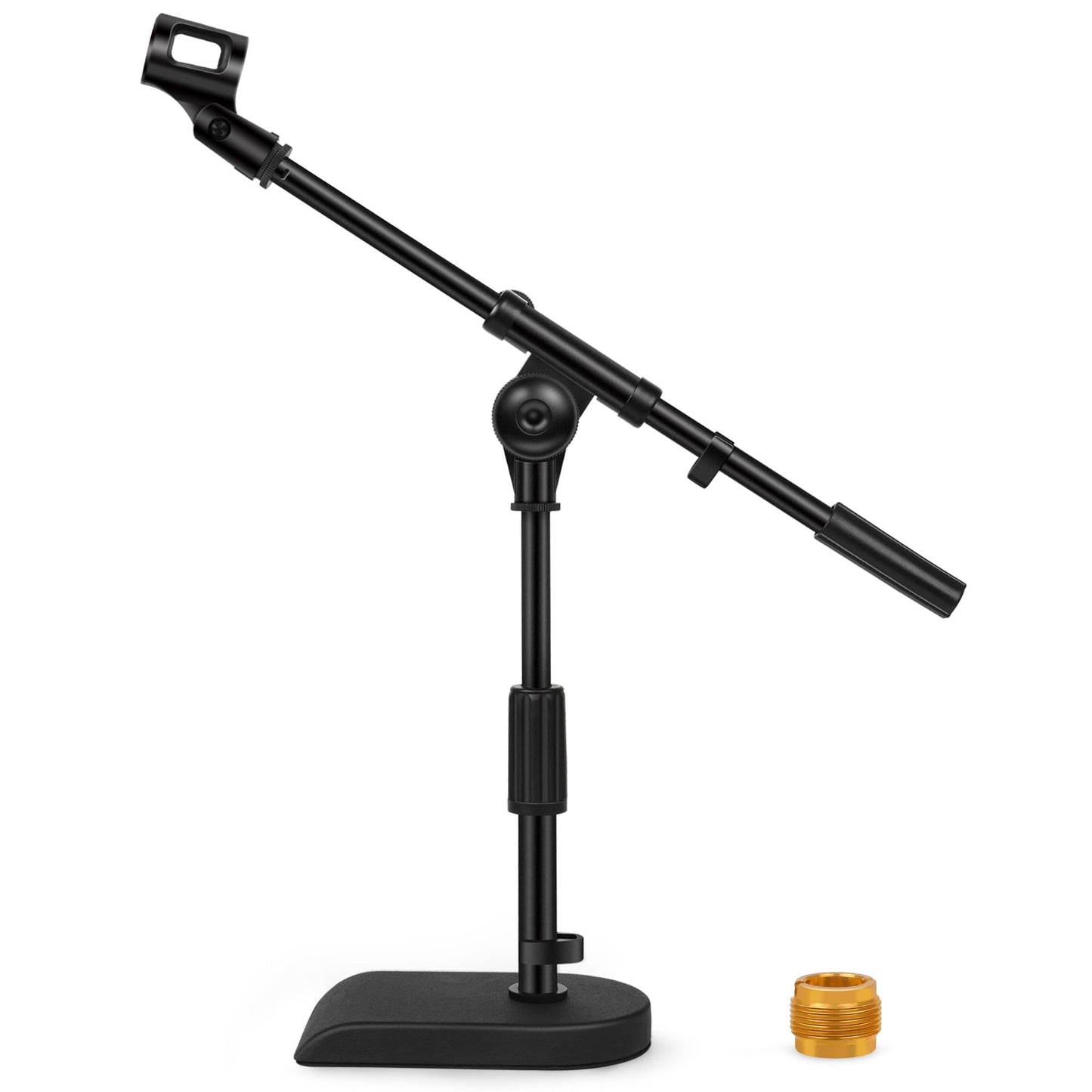 InnoGear Adjustable Desk Microphone Stand, 2 Pack Weighted Base with Soft Grip Twist Clutch, Boom Arm, 3/8"-5/8" Screw Adapter for Blue Yeti and Blue Snowball, Kick Drums, Guitar Amps, Black