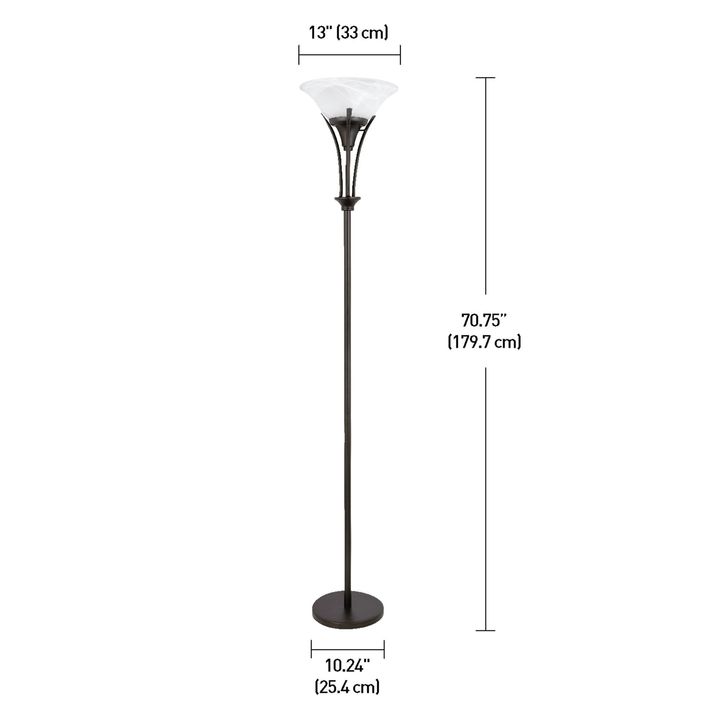 Globe Electric 63361 Gatineau 71" Dark Bronze Floor Lamp with Alabaster Glass Shade