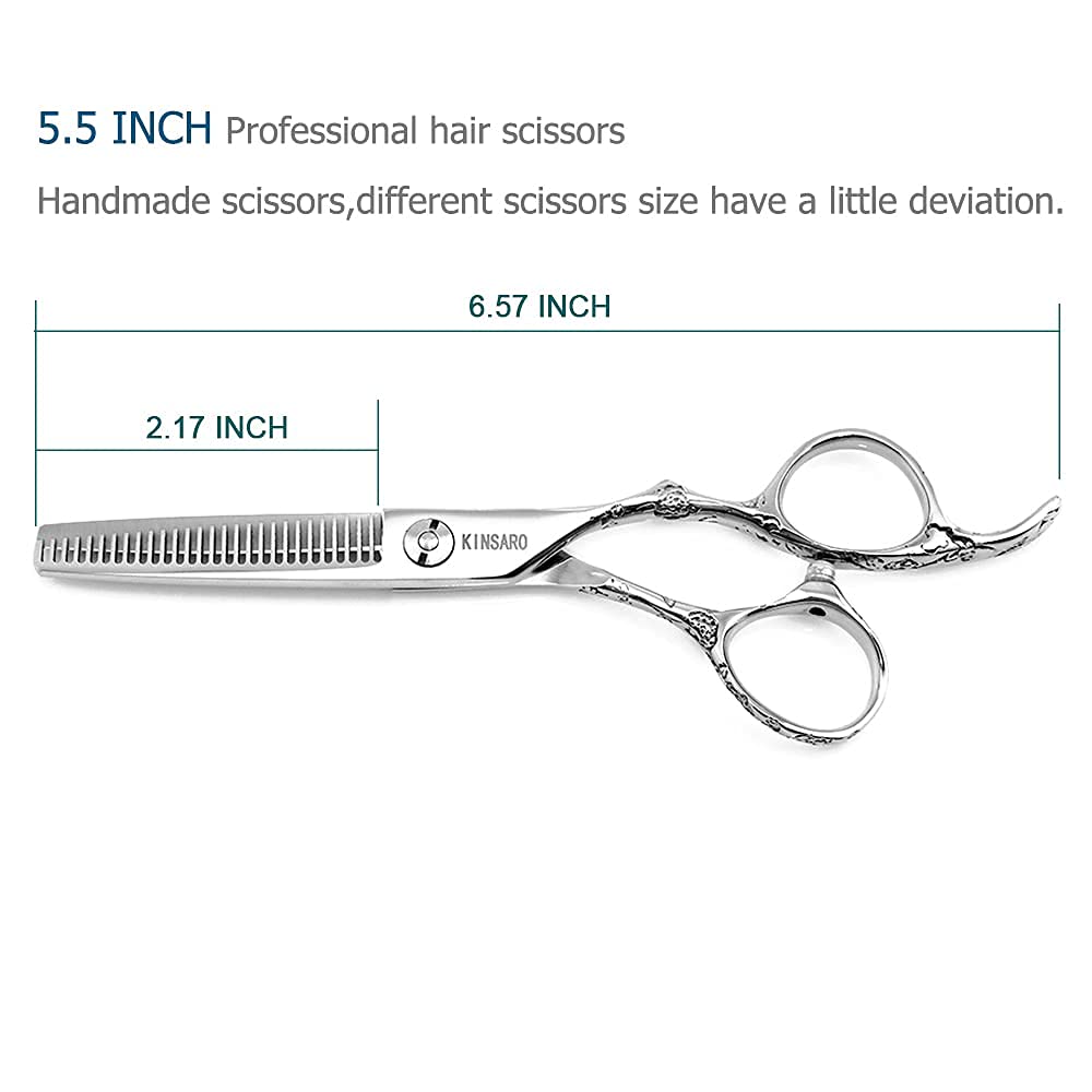 5.5" Barber Scissors Set Hair Scissors Professional Hair Shears Cutting Shears Japan 440C Thinning Shears Convex Blades Kinsaro