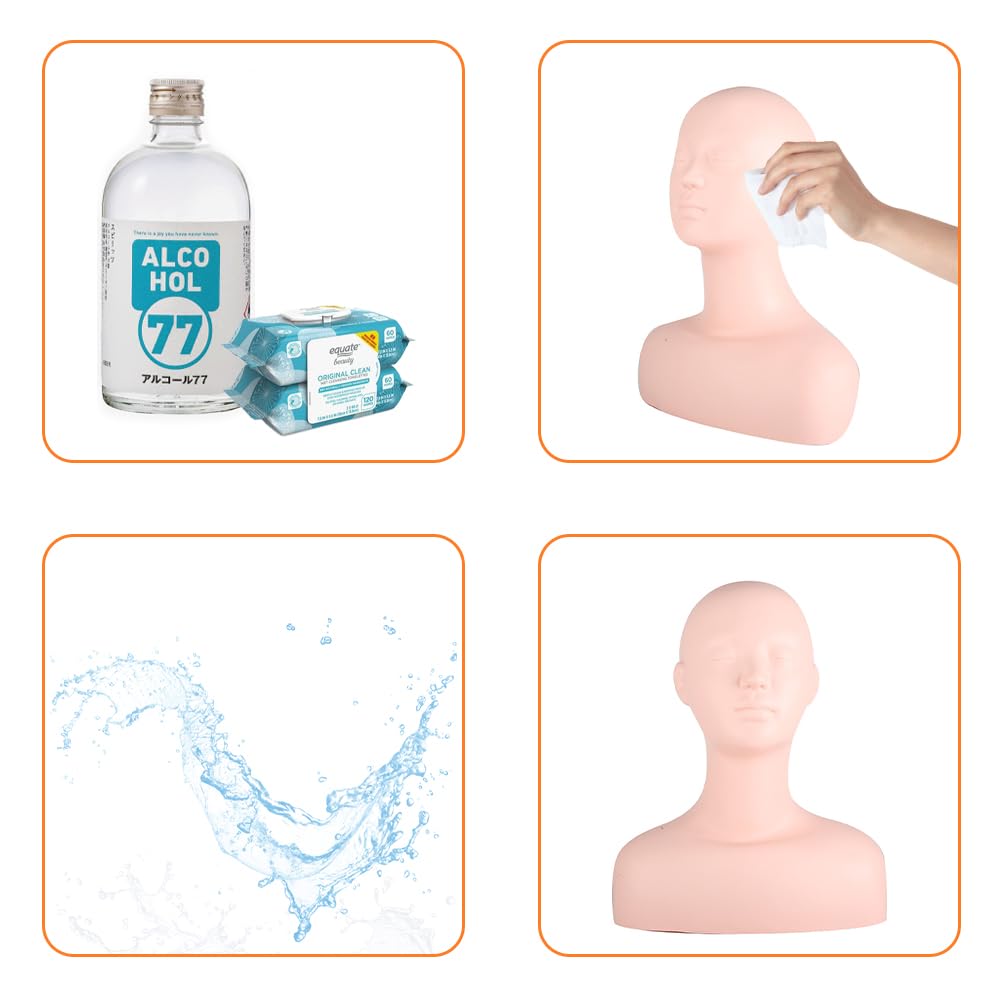 Lwuey Multi Function Makeup Practice Model, Esthetics Soft Mannequin Head with Shoulders Massage Wig Hat Display Silicone PVC Skin Texture Facial Practicing for Salons Cosmetology School Students