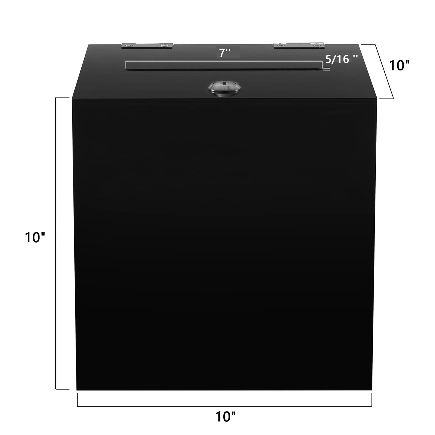 CiaoHER Acrylic Black Donation Box, Ballot Suggestion Box Money Storage Square Container for Voting, Charity, Ballot, Contest, Suggestions (10x10x10 inches)