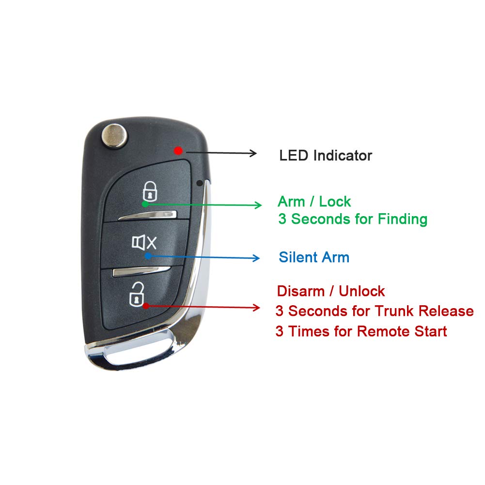 BANVIE ① Car Keyless Entry Security Alarm System + ② Remote Engine Starter + ③ Push to Start Stop Iginition Button
