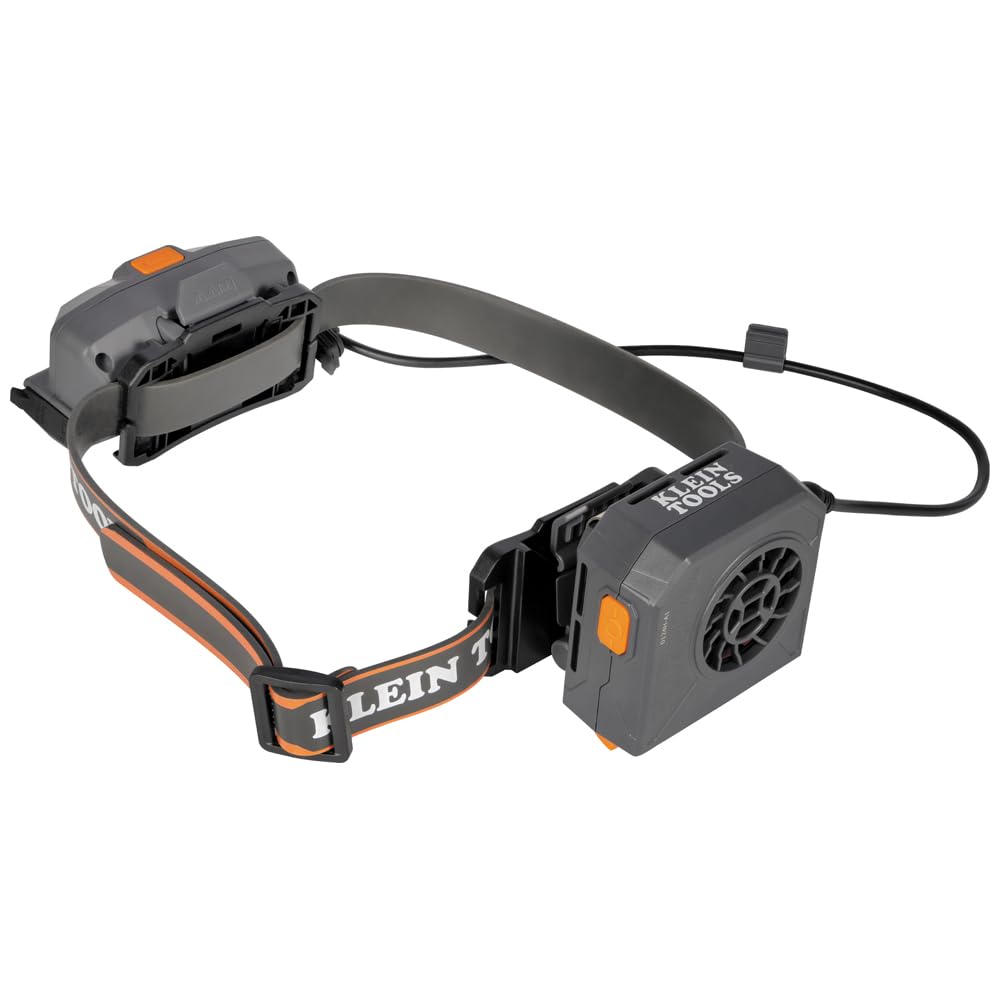 Klein Tools 60821 Rechargeable Portable Cooling Turbo Fan for Hard Hats and Safety Helmets, Quiet 3-Speed Fan with Dual-Mount Strap and Bracket