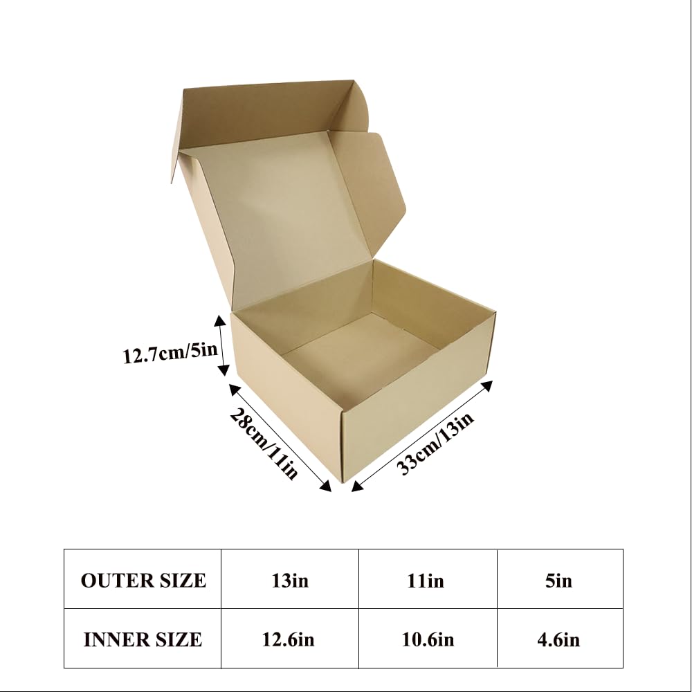 easycustomerlee 13x11x5 Inch 18pcs Small Shipping Brown Corrugated Cardboard Mailer Boxes for Packaging Small Business Craft Gifts Giving Products Storage Boxes