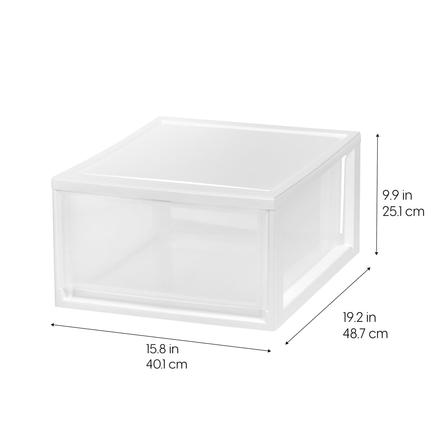 IRIS USA 30 Qt. Plastic Drawer Storage Organizer Stacking Drawers, 2-Pack, Stackable Unit with Sliding Drawer for Clothes Bedroom Kitchen Under Sink Pantry Craft Room Bathroom Dorm Office, White