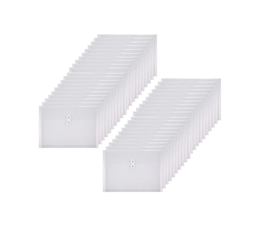 YESSART Clear String Closures Poly Envelopes Side Opening Folder Pocket Pack of 40 Bottom with Expanding Gusset (40 Pack)