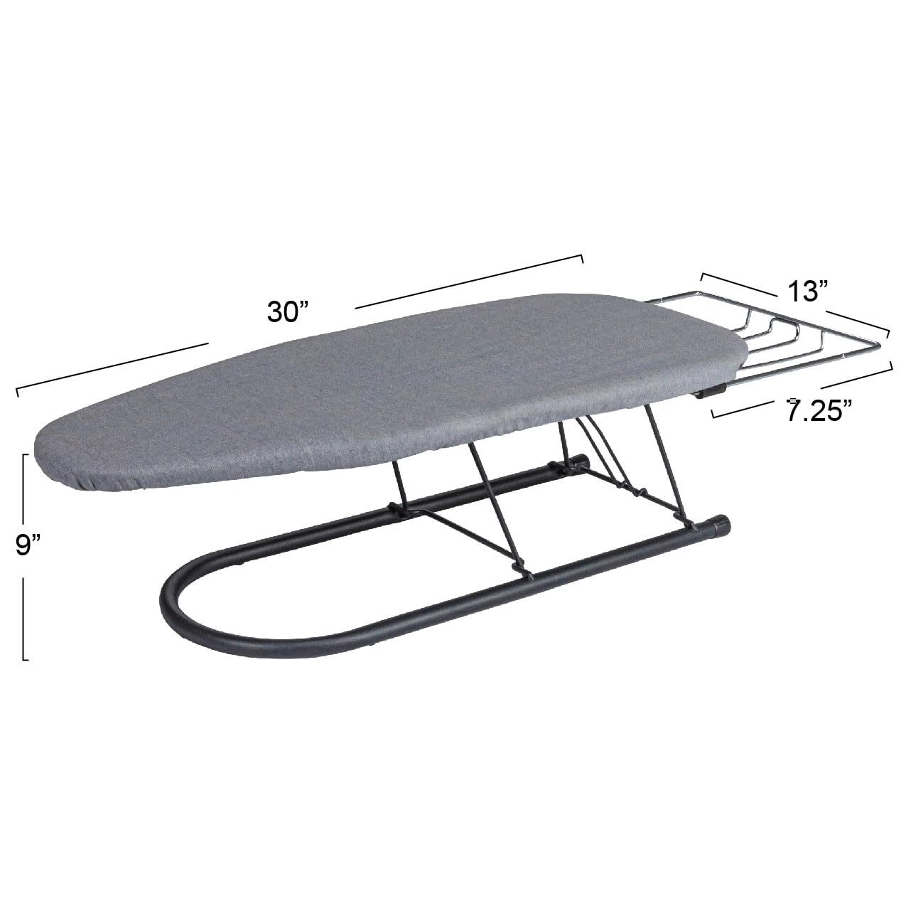Household Essentials Tabletop Ironing Board, Durable Board with Iron Rest, Includes Door Hang, Perfect for Dorms and Small Spaces, Black with Grey Cover