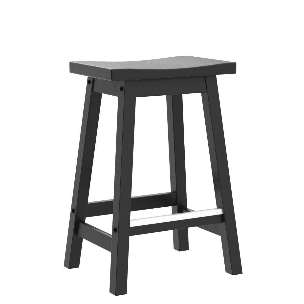PayLessHere Bar Stools Set of 2, Wooden Saddle Stools 24 Inch Heigh, Bar Chairs Seat with Footrests and Industrial, Kitchen Counter Stools for Restaurant, Bistro Bar and Home Dining