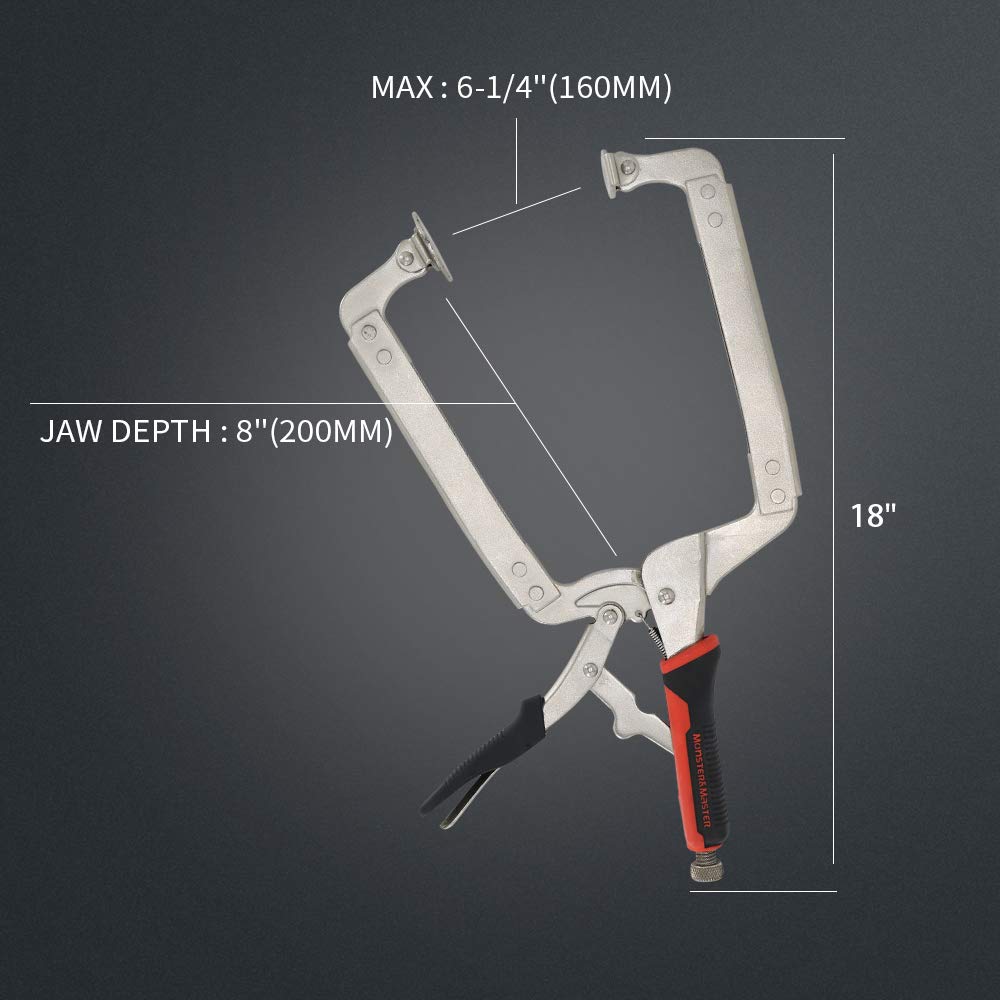 Monster & Master 18" C-clamp Locking Pliers with Swivel Pads, Heavy Duty C Clamp, Welding and Pocket Hole Joinery, 2-Piece