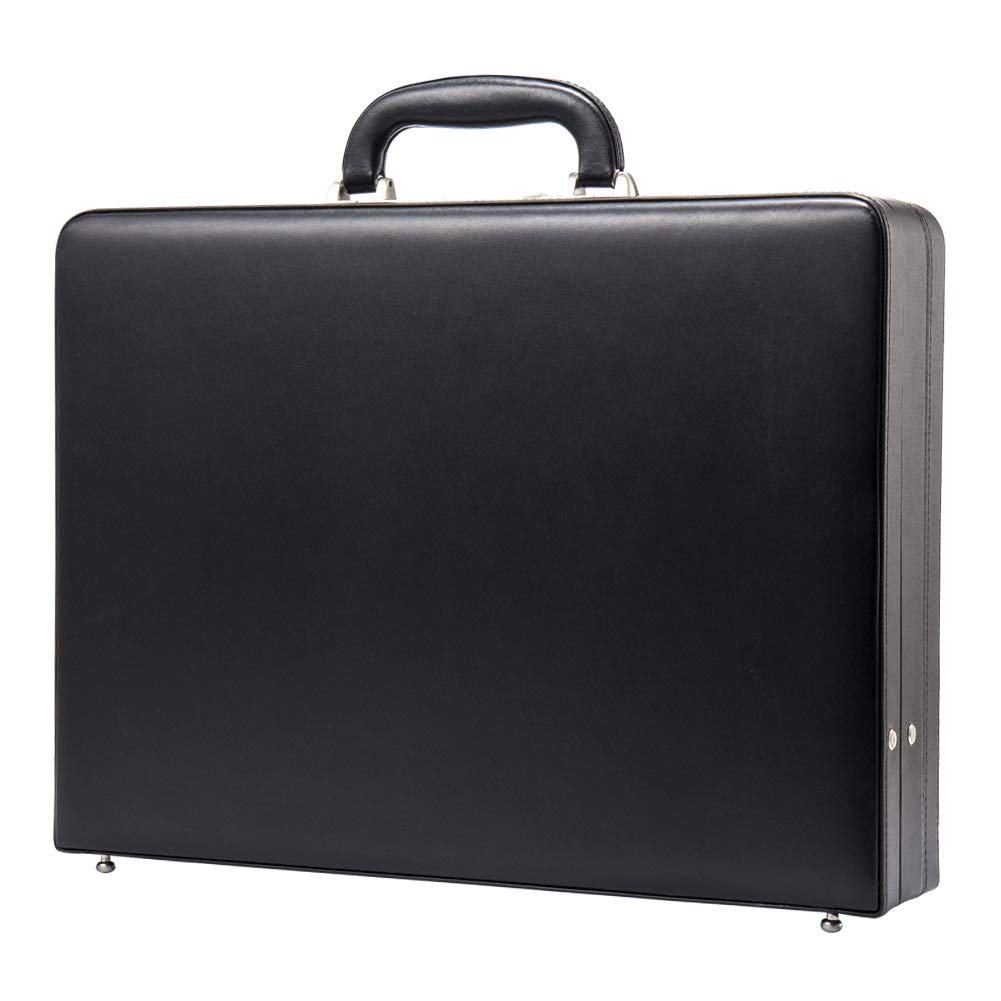 YUEMAI Hard Attache Briefcases for Men & Women/Bonded Leather Slim Hard-Sided Laptop Cases with Combination Locks - Black