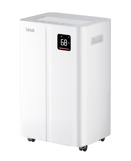 4500 Sq. Ft Dehumidifier for Basement, Lienuis 50 Print Dehumidifiers for Home with Drain Hose, Auto or Manual Drainage, Humidity Control, Dry Clothes Function, 24H Timer,1.06 Gallon Water Tank