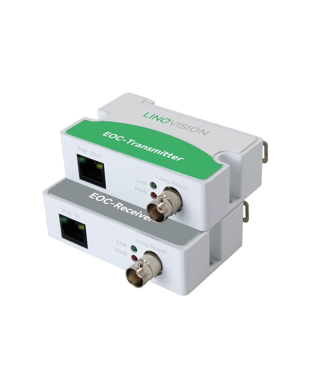 【Upgraded】LINOVISION POE Over Coax EOC Converter IP Over Coax Max 3000ft Power and Data Transmission Over Regular RG59 Coaxial Cable for Upgrading Analog Surveillance System to IP Surveillance System