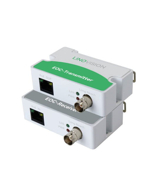 【Upgraded】LINOVISION POE Over Coax EOC Converter IP Over Coax Max 3000ft Power and Data Transmission Over Regular RG59 Coaxial Cable for Upgrading Analog Surveillance System to IP Surveillance System