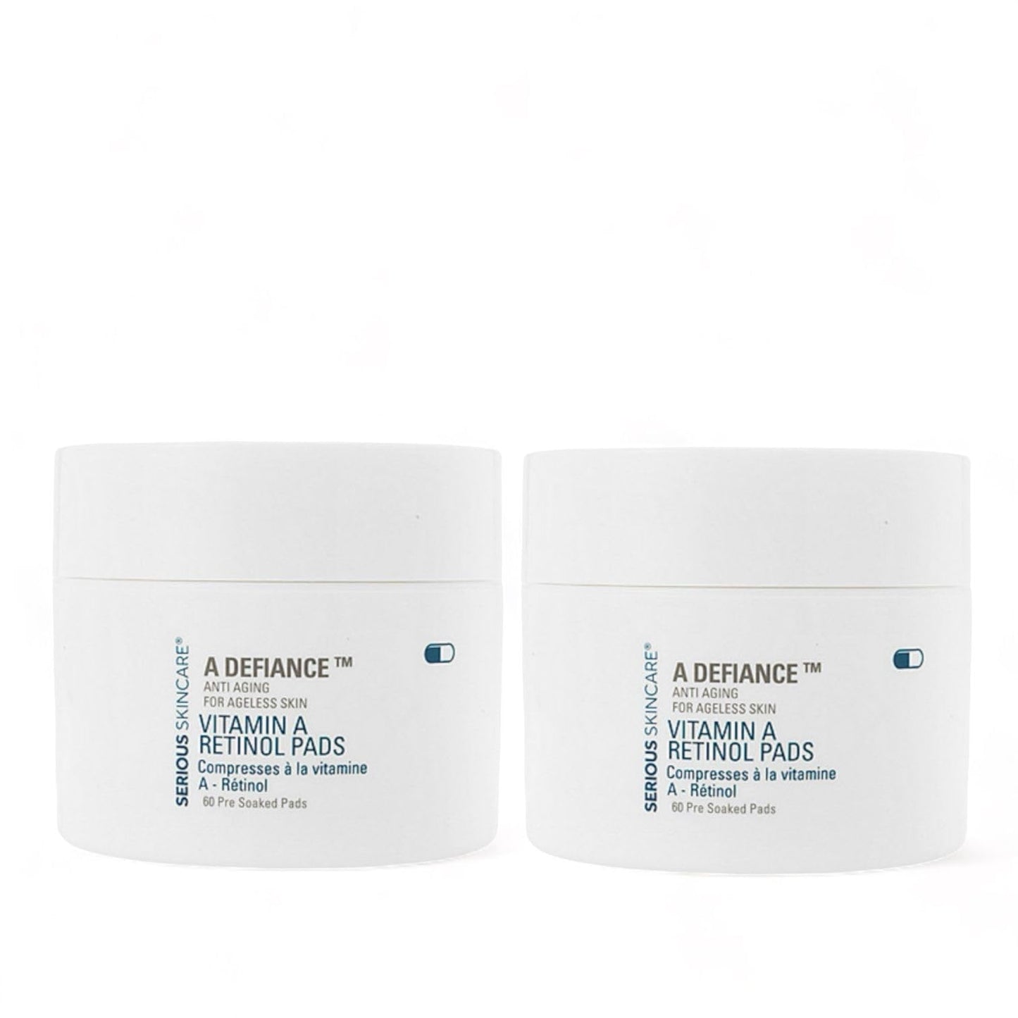 Serious Skincare Vitamin A Retinol Facial Treatment Pads - Smooth Rough Skin - Pre-Soaked Cotton Wipes - Micro Exfoliate - For Lines and Wrinkles - Sugar Cane - Algae Extract - Aloe - 60 Disc (2Pack)