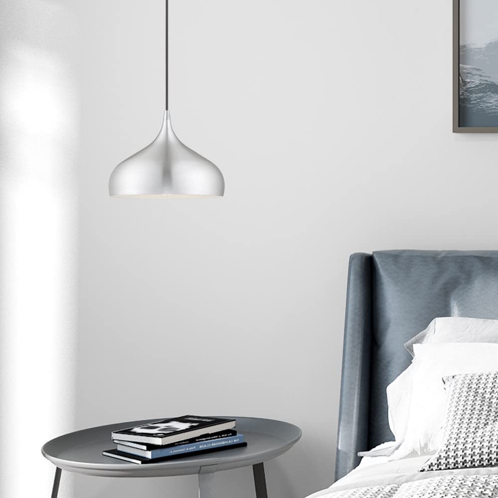 Livex Lighting 41172-69 Metal Shade - 11.75" One Light Mini Pendant, Shiny White Finish with Shiny White Metal/Gold Shade