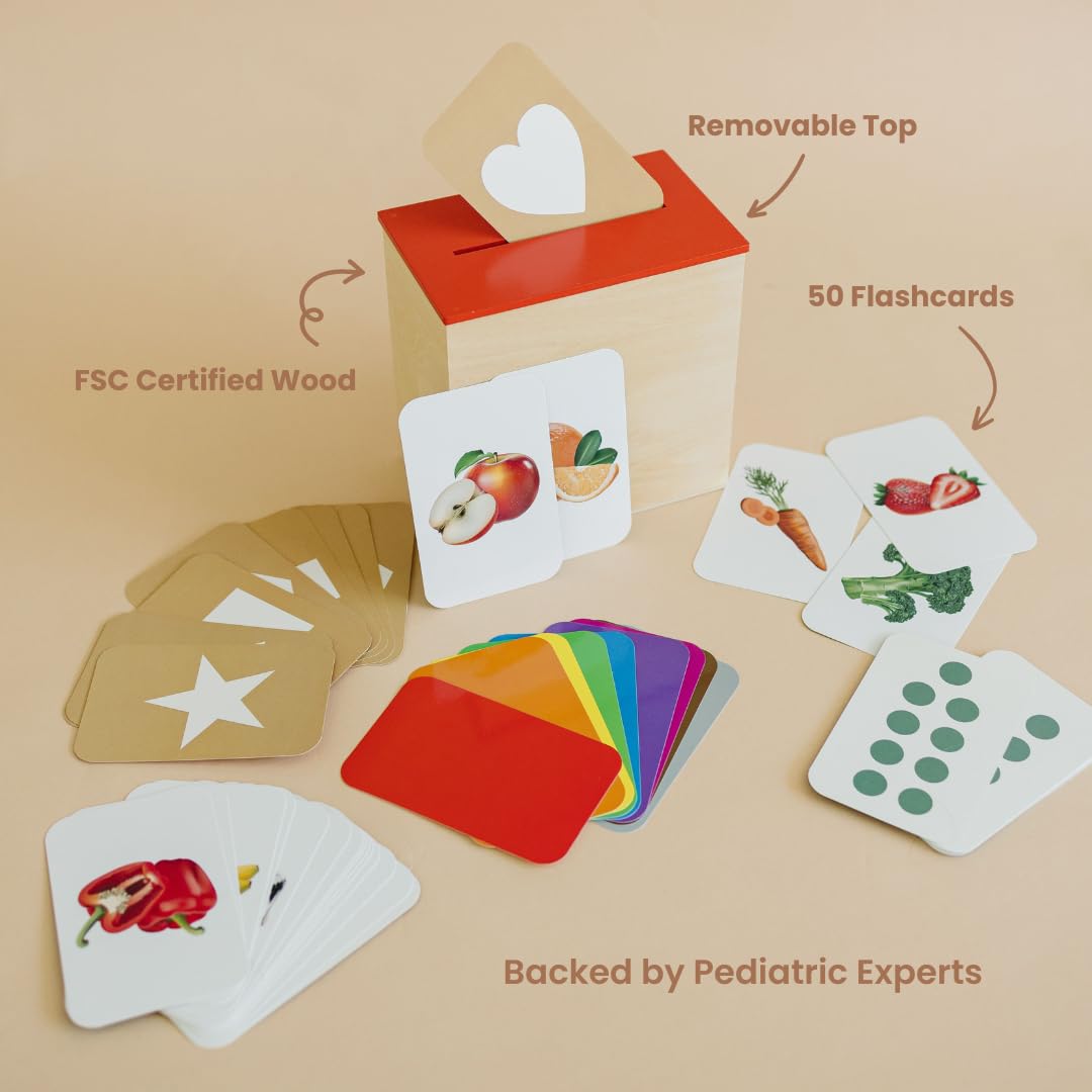 Solobo Learn & Drop Toddler Toy, Montessori Learning Games, 50 Preschool Flashcards for Toddlers 1-3, Learning Resources, Toddler Toys 2-3, Sight Word Flash Cards, Kindergarten Classroom Must Haves