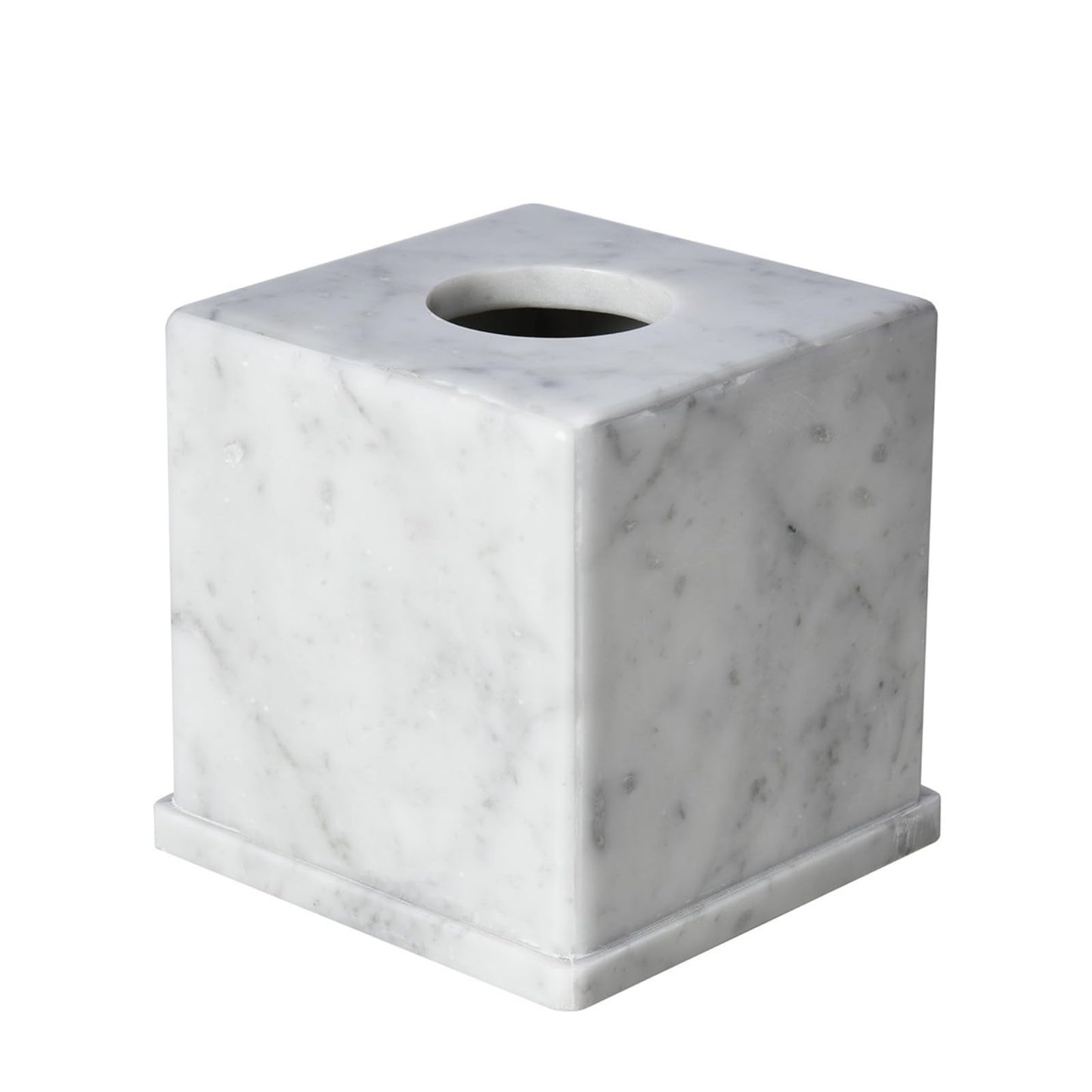 HAMAKAWA Natural Marble Tissue Box Cover, Carrara White Tissue Organizer 6 X 6 X 5.7 Inch, Heavy Stone Decorative Box, Square Tissue Box Holder for Home Decor, Kitchen, Bathroom