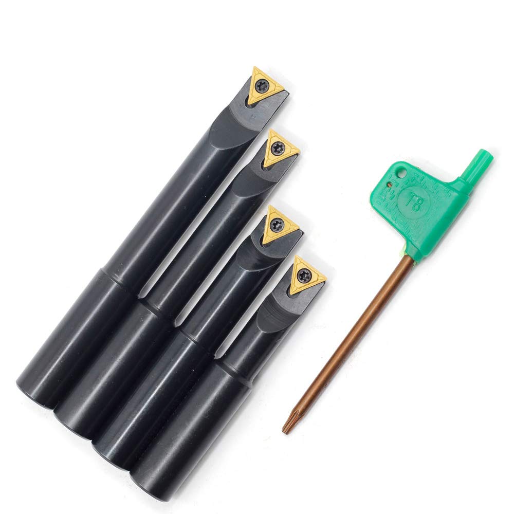 OSCARBIDE 1/2"Round Shank Boring Bar Set,90 Degree with Indexable Carbide Inserts TCMT21.51(TCMT110204),4 Pieces/Set