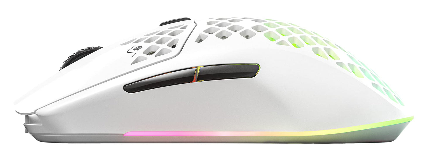 SteelSeries Aerox 3 Wireless - Super Light Gaming Mouse, 18,000 CPI TrueMove Air Optical Sensor, Bluetooth Cordless/Wireless PC Gaming Mice for Computer and Laptop, Water Resistant, Snow (Renewed)