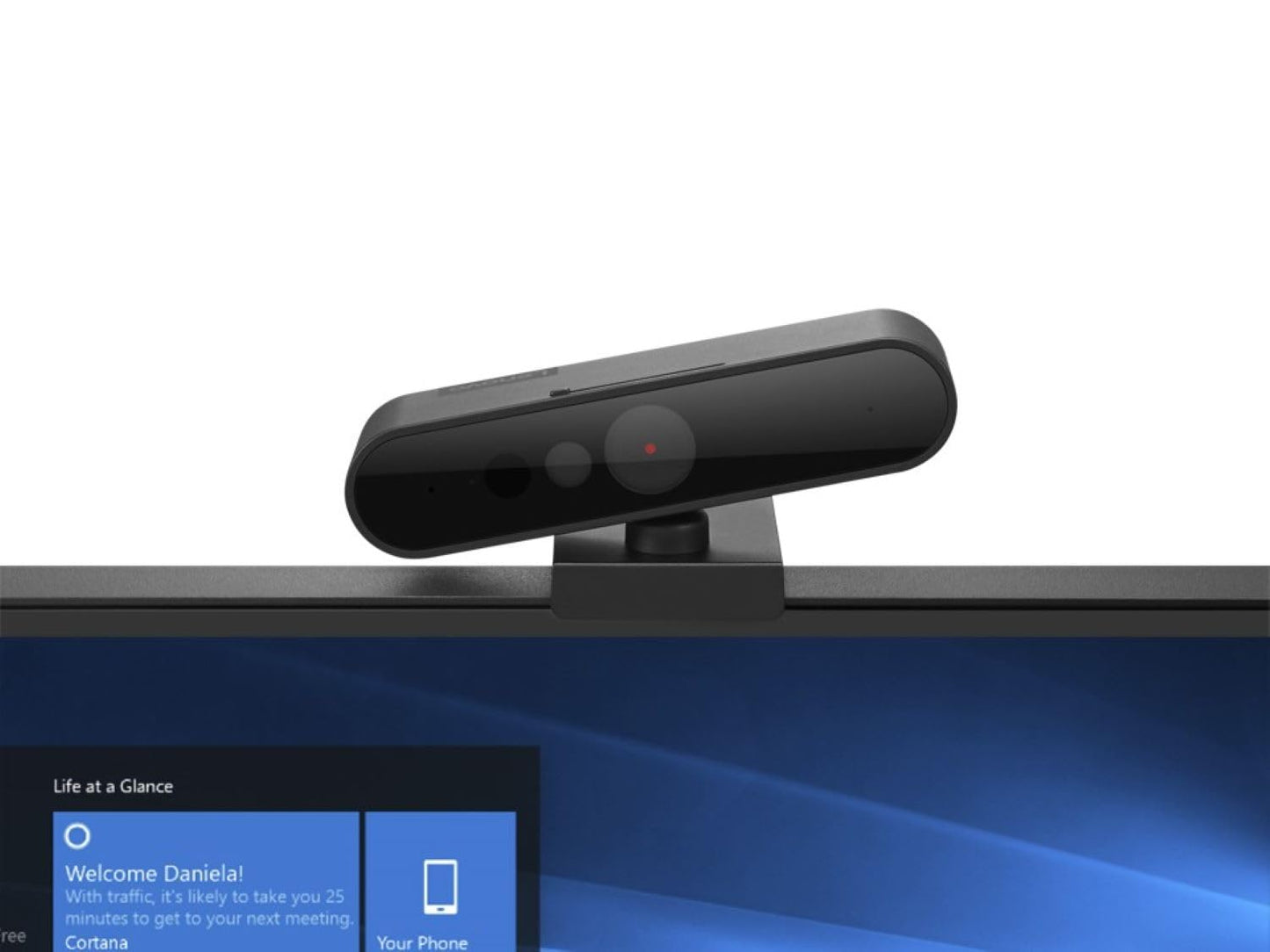 Lenovo HD 1080p Webcam (510 FHD)- Black w/ 4X Digital Zoom, 95° Wide Angle, 360° Rotation Pan & Tilt, Dual Microphones & Windows Hello