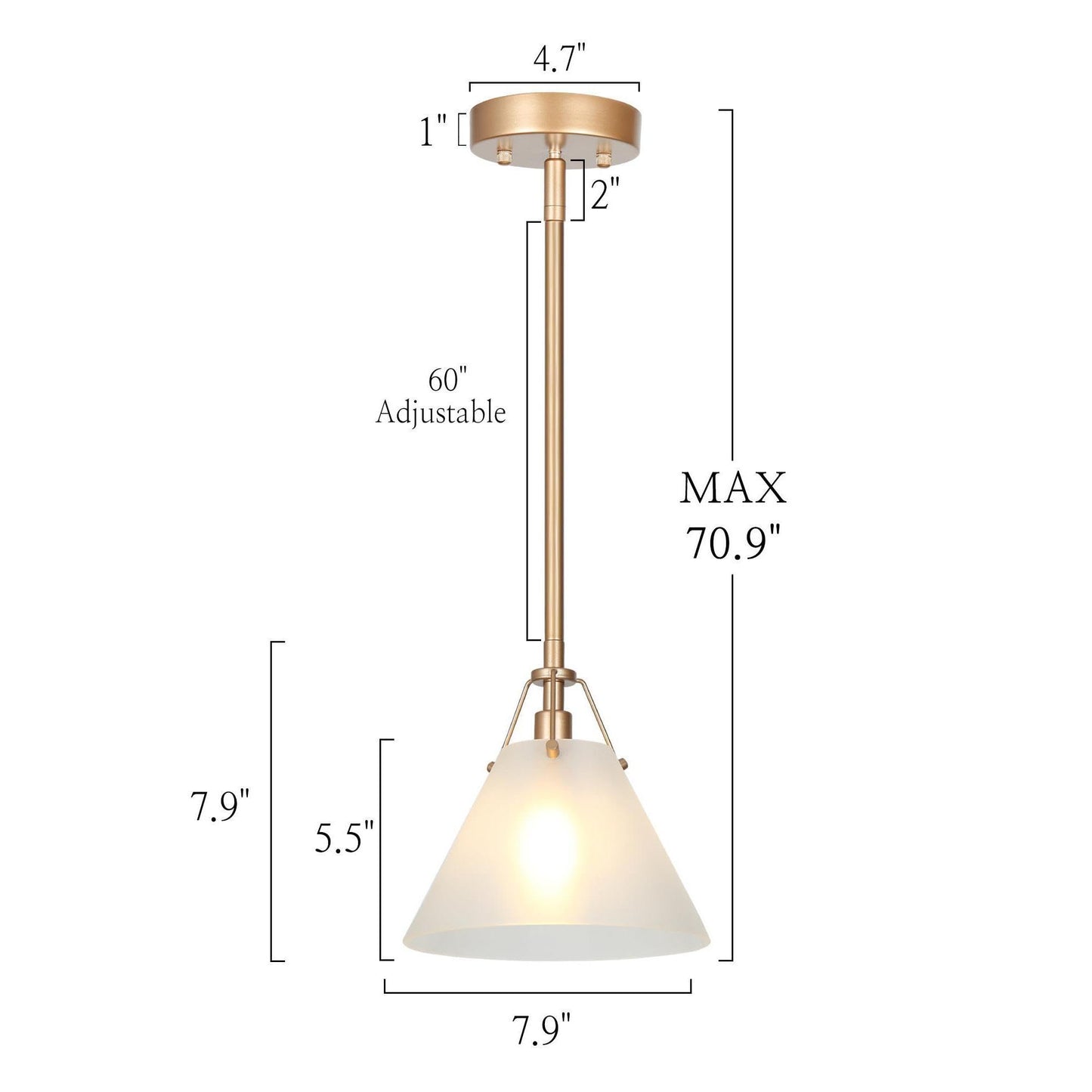 KSANA Gold Pendant Light, Modern Pendant Lights Kitchen Island with Frosted Glass Pendant Hanging Lights for Dining Room, Kitchen, Bedroom, 7.9" W