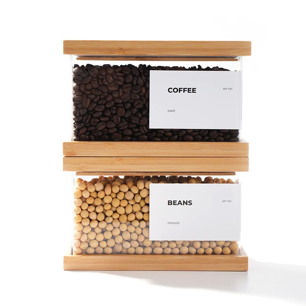 APT 1101 Bamboo Food Dispenser | Kitchen Organizers and Storage | Airtight Pantry Organizers and Storage Container | Cereal, Rice, Flour, Snack Storage (2, Small)