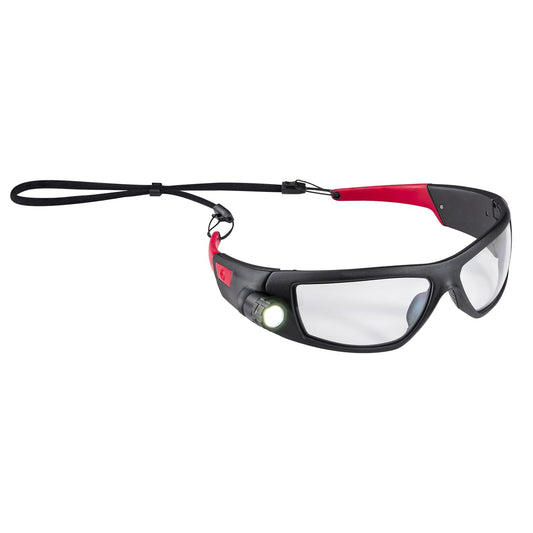 CoastSPG500 Rechargeable Lighted LED SafetyGlasses,Bulls-Eye Spot Beam,ANSI Z87Standards, 2Scratch Resistant Lenses (Clear,Yellow) Included, UVProtection, Protective Carrying Case Included (Black/Red)