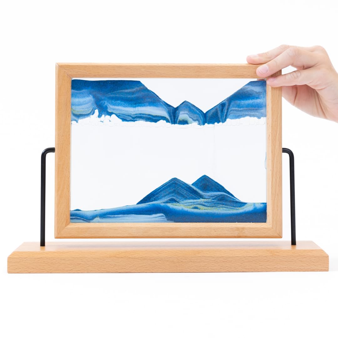 Elegant Moving Sand Art w/Finished Wood Frame - Mindfulness Decor to Help Stay Present