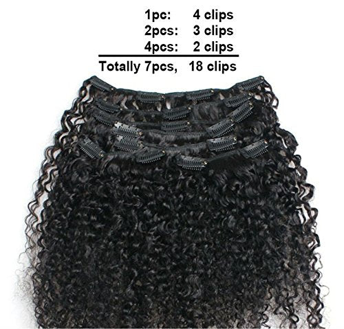 Ms Fenda Brazilian Remy Virgin Hair Kinky Curly 3B 3C Natural Color African American Clip In Hair Extensions 120Gram 7Pcs/Set(16")