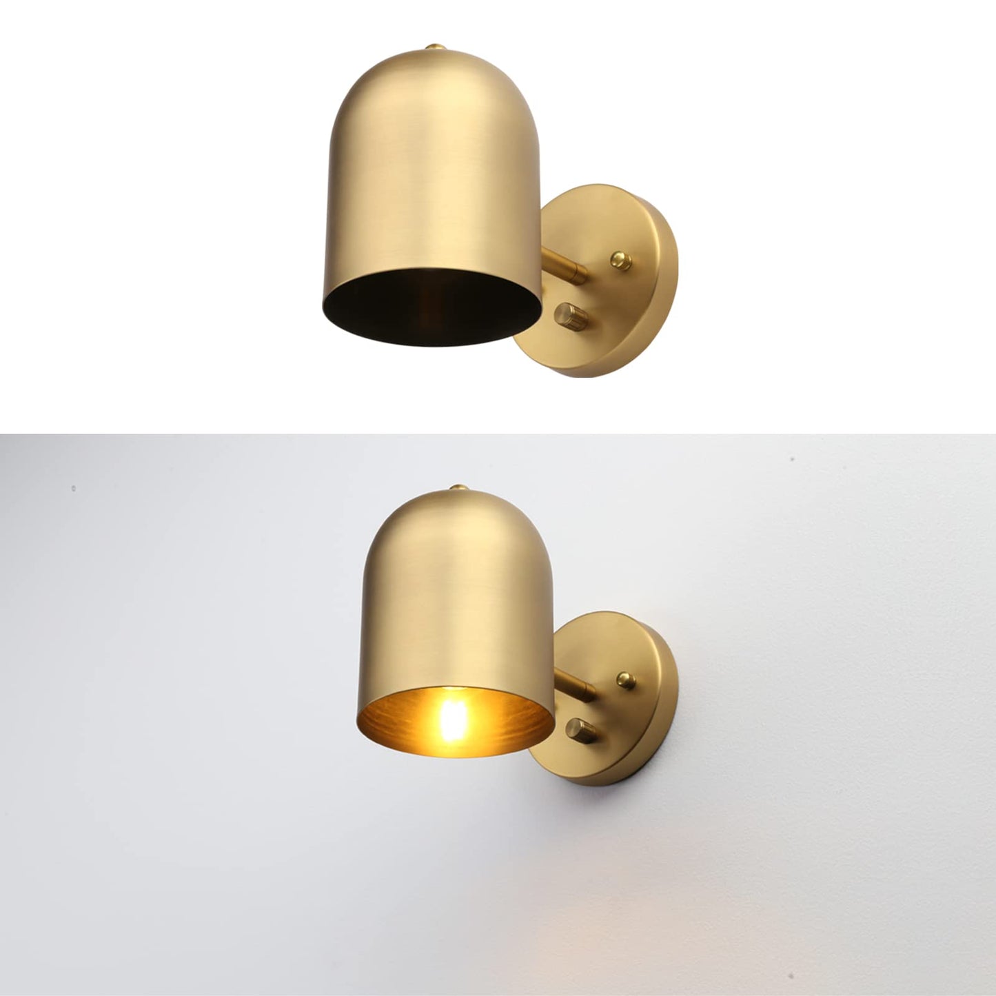 Pathson Set of 2 Hardwired Wall Sconce Dimmer Switch, Brass Finish Wall Light Lamp Adjustable Light Angle Wall Vanity Lighting, E26 Base Reading Lighting Decor for Bedroom Hallway Living Room