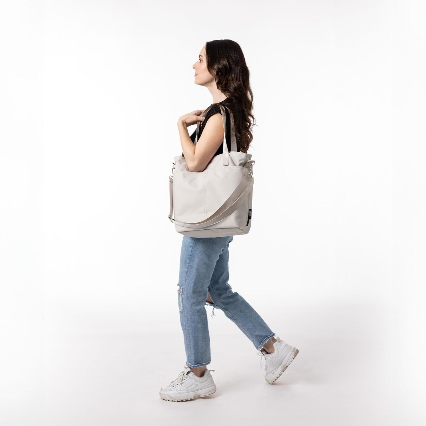 Simple Modern Tote Bag for Women | Small Water-Resistant Laptop Purse with Compartments and Zipper Top | Shoulder Bag with Crossbody Strap and Pockets for Work, Travel & School | Almond Birch
