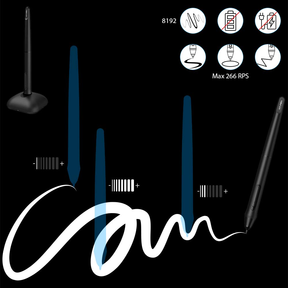 XPPen Deco 01 V2 Graphics Tablet 10x6.25 Inch Drawing Tablet 8192 Levels Pressure Battery-Free Pen with Tilt Function Android/Chromebook Supported Online Teaching Tablet Black