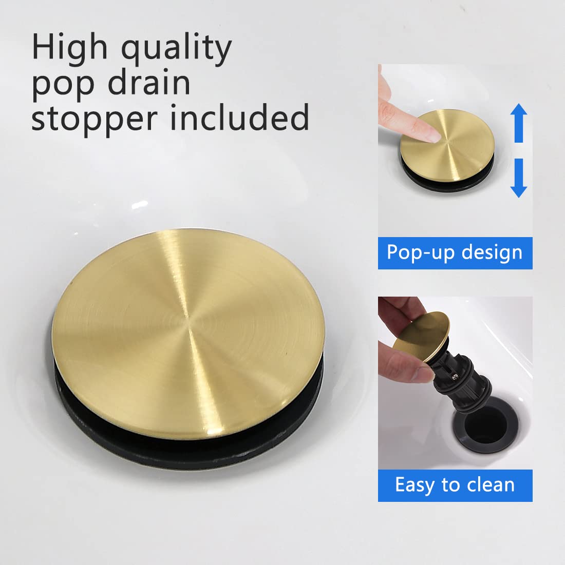 Single Handle Bathroom Sink Faucet 360° Swivel Spout Vanity Faucets with Deck Plate 4 Inch Centerset Gold Bathroom Faucets Brushed Gold Restroom Lavatory Faucet Durable & Safety