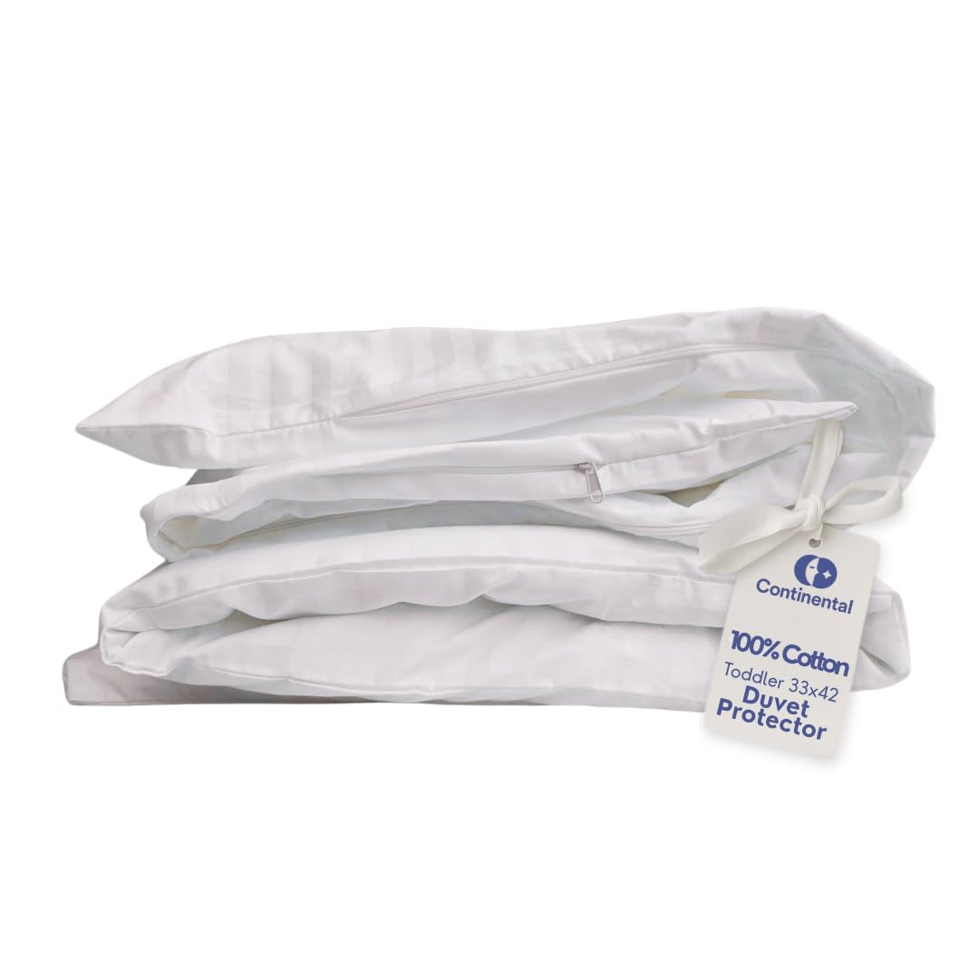 Duvet Cover Protector for Toddler Comforter, 100% Cotton, Zipper to Block Blanket from Dust Fits Standard Crib & Toddler Bed, 33x42 Inch, White