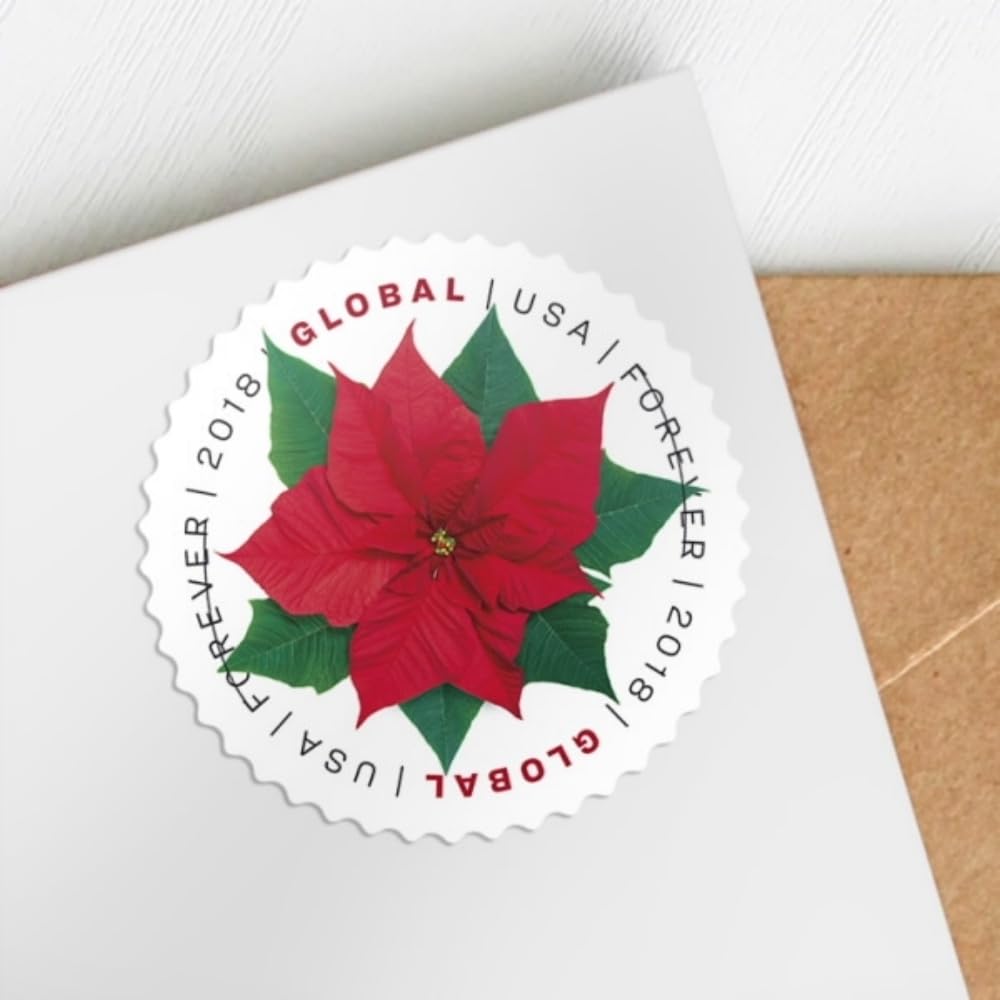 Global Poinsettia 2 Sheets of 10 International First Class Forever US Postage Stamps Mail Holiday Celebration Flower (20 stamps)