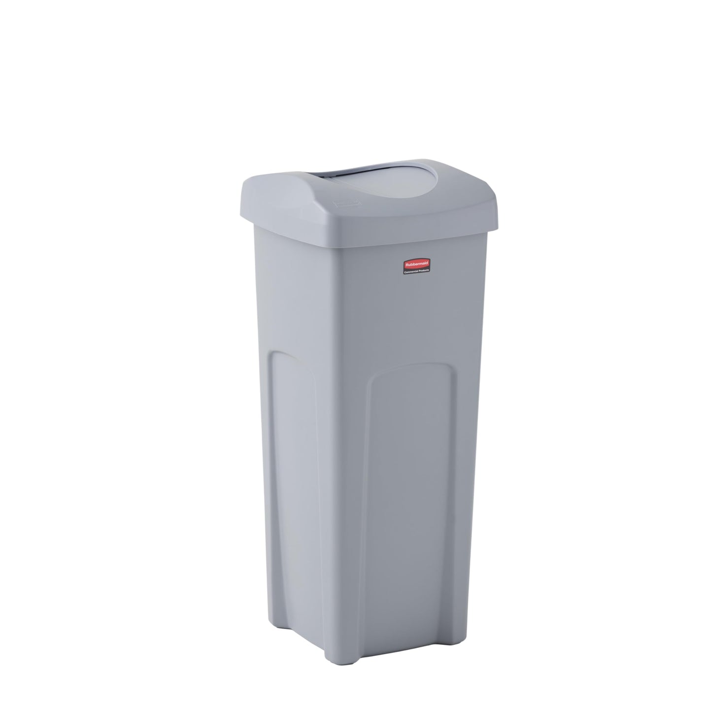 Rubbermaid Commercial Products Square Trash/Garbage Container with Untouchable Swing Top Lid, 23-Gallon, Gray, Perfect for Outdoor/Restaurant/School/Kitchen