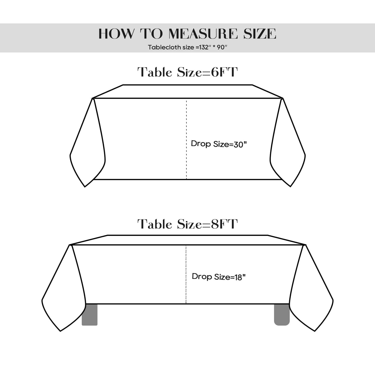 Surmente 5 Pack Black Tablecloth 90 x 132-inch Rectangular Polyester Table Cloth for Weddings, Banquets, or Restaurants