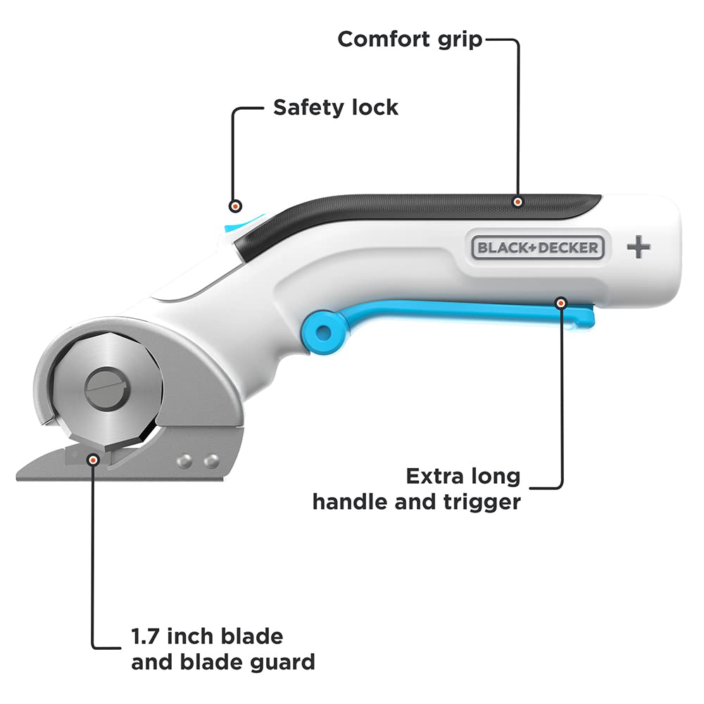 BLACK+DECKER 4V MAX Cordless Fabric & Craft Cutter Rotary Tool, USB Rechargeable (BCRC115FF)