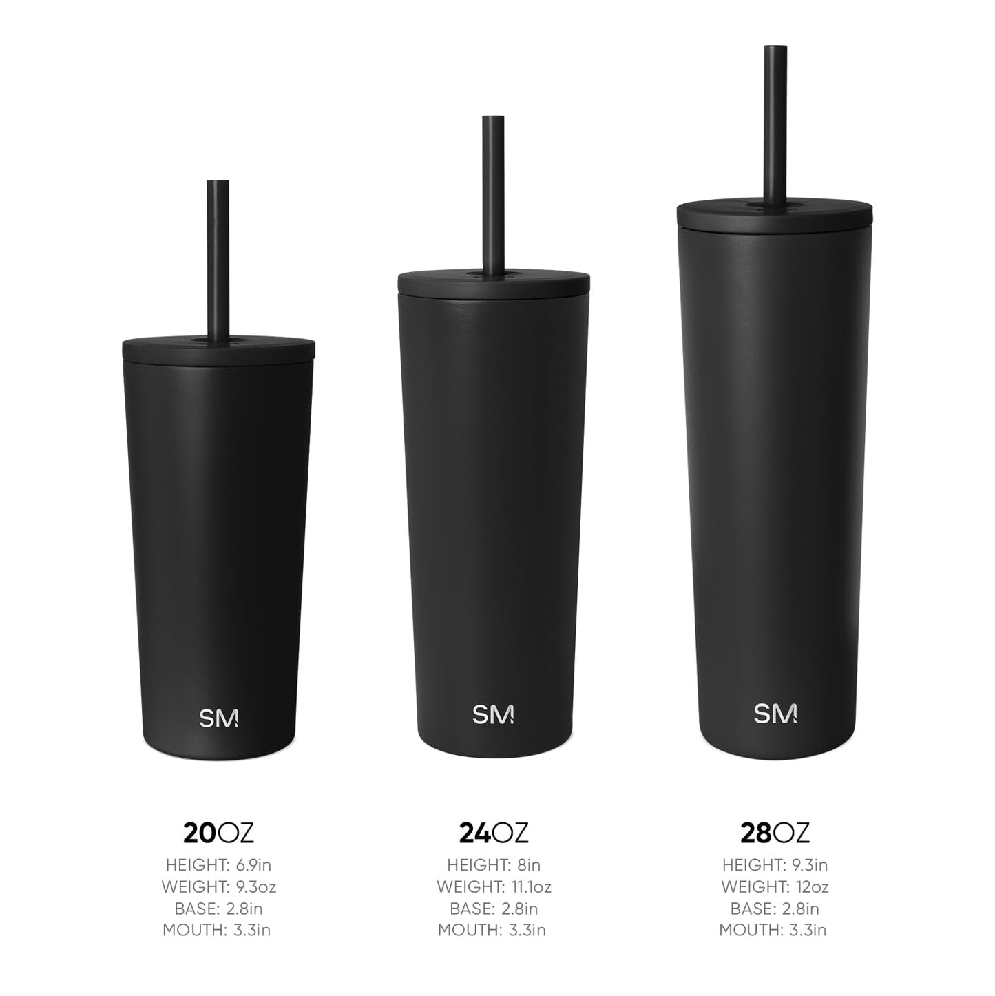 Simple Modern Classic Tumbler with Straw Lid | Insulated Iced Coffee Cup Reusable Stainless Steel Water Bottle Travel Mug | Gifts for Women Men Her Him | 24oz | Blue Dune