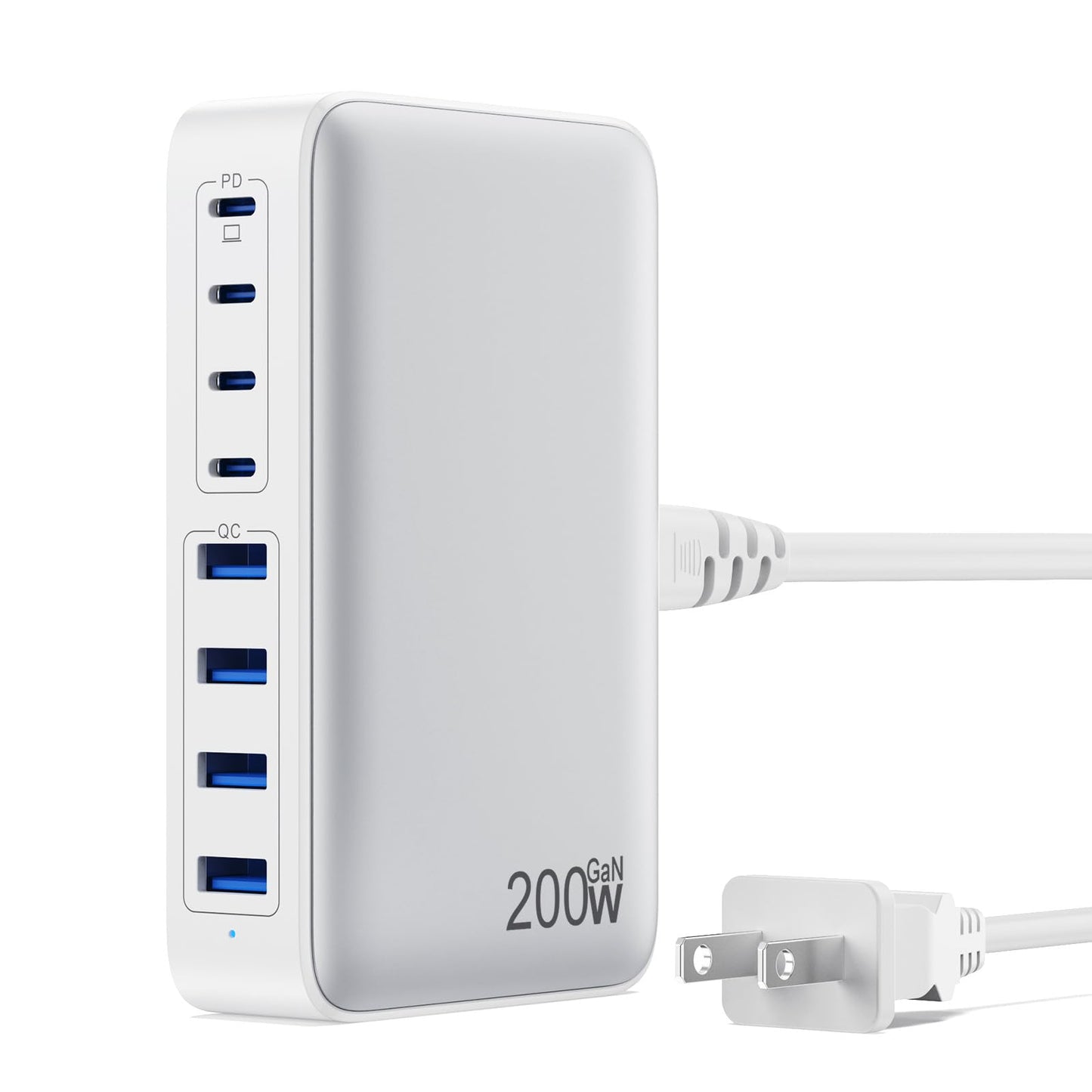 USB C Charger 200W USB C Charger Block,Upgraded GaN III 8-Port Fast Charging Station Hub,PD 65W Laptop Charging Adapter Compatible with MacBook Pro/Air,DELL,Steam Deck,iPhone 16/15/14,Galaxy S23/22