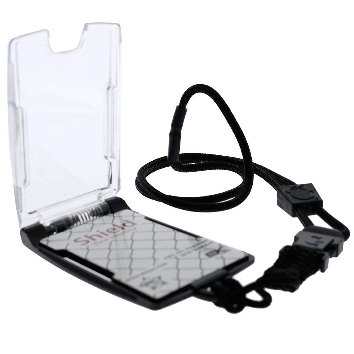 Black EK One Hander Shielded ID Badge Holder with Detachable Lanyard (10983) by EK USA