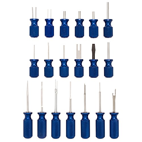 Steelman 19-Piece Master Terminal Tool Kit for Auto Techs, Removes Terminal Block Wires Without Damage, Includes: Tube, Flat, Fork Blade, Single Pin, Sheathing Ripper, & Others