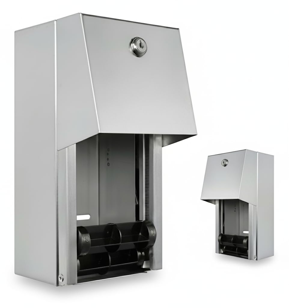 Stylever Commercial Toilet Paper Dispenser - 304 Stainless Steel Double Roll Holder - Heavy Duty Lockable Wall Mount Tissue Dispenser for Restroom - Metal Bathroom Fixtures