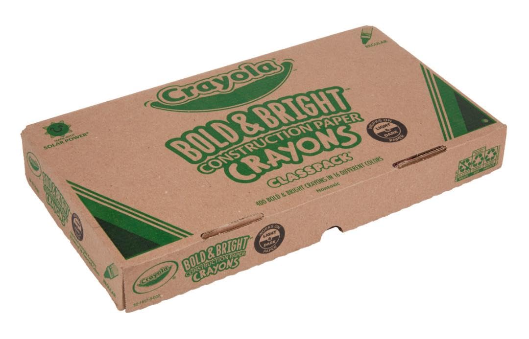 Crayola Construction Paper Crayons Classpack, Bulk Assorted School Supplies, 16 Colors, 400/Set (Packaging May Vary)