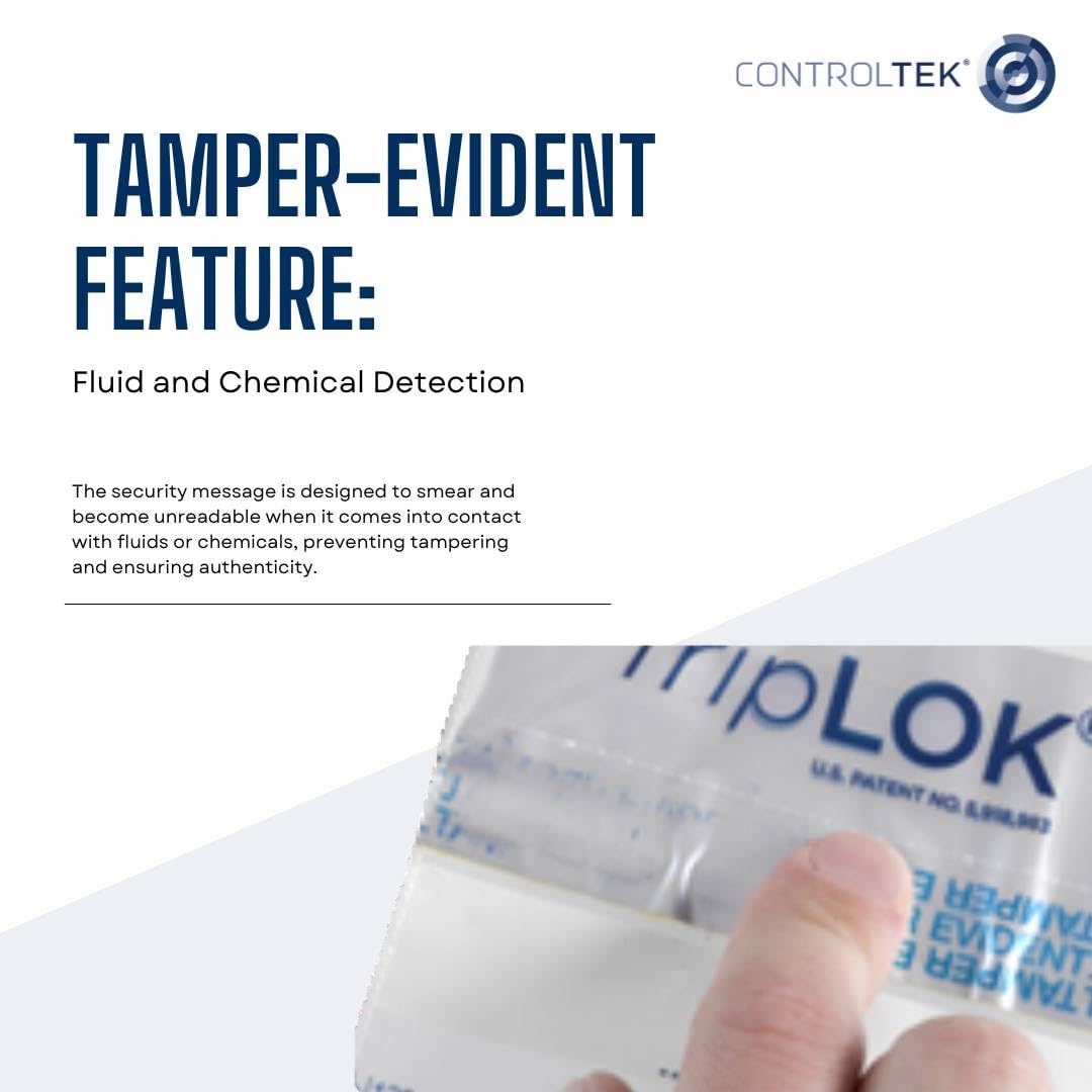 ControlTek TripLok Tamper-Evident Deposit Bags, Clear, 12" x 16", 100 Bags