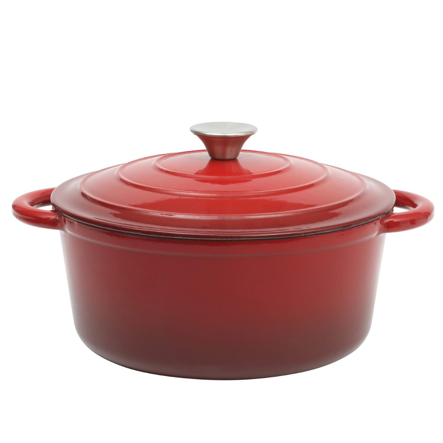 Gibson Home Addlestone 5-Quart Red Enamel Cast Iron Dutch Oven with Lid and Dual Handles – Durable Round Cooking Pot
