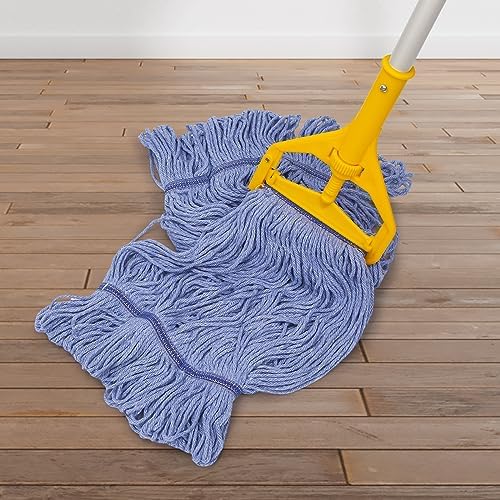 6 Pcs Heavy Duty Commercial Mop Relacement Heads,Wet Industrial Blue Cotton Looped End String Head Refills-General Cleaning Mop Heavy Duty Refill Head,Highly Absorbent,Blue String Cotton Mop Head