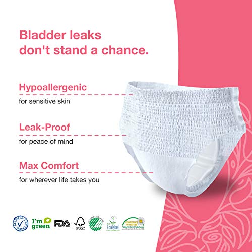 Veeda Natural Adult Incontinence Underwear for Women - Postpartum Underwear for Bladder Leakage Protection - Disposable Underwear with Maximum Absorbency - Extra Large Size - 34 Count